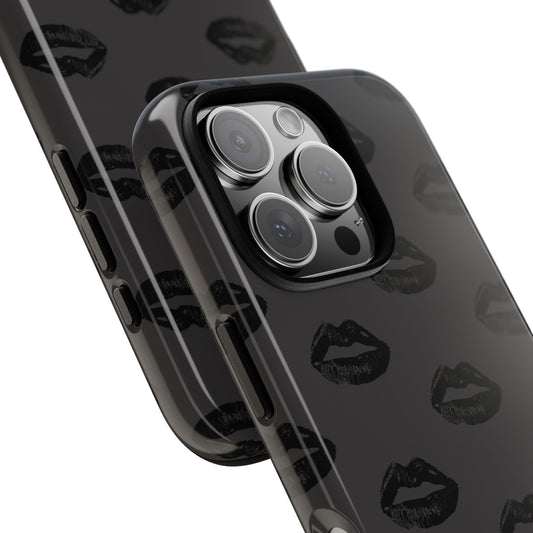 Black Lips on Charcoal iPhone Case