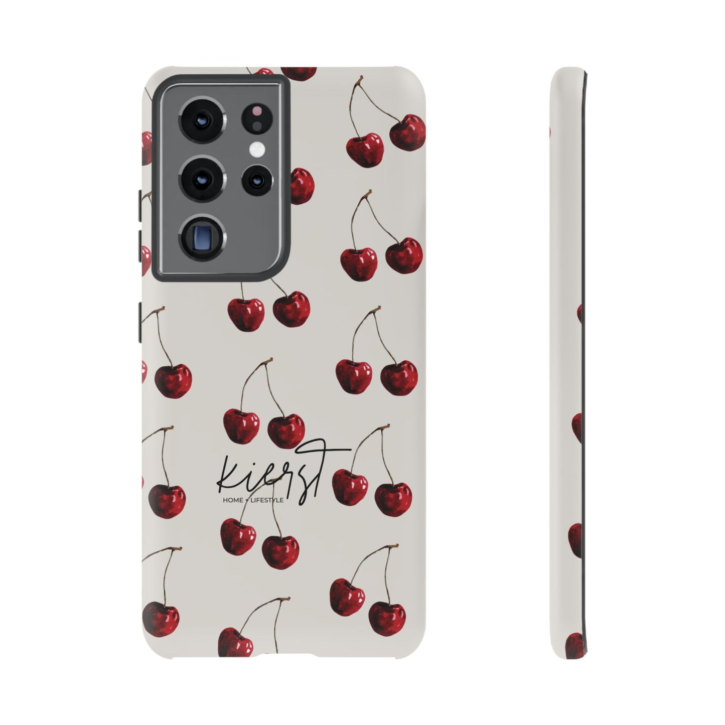 Moody Cherry Stems on White Bone Samsung Galaxy Case | Understated Luxury With A Playful Bite