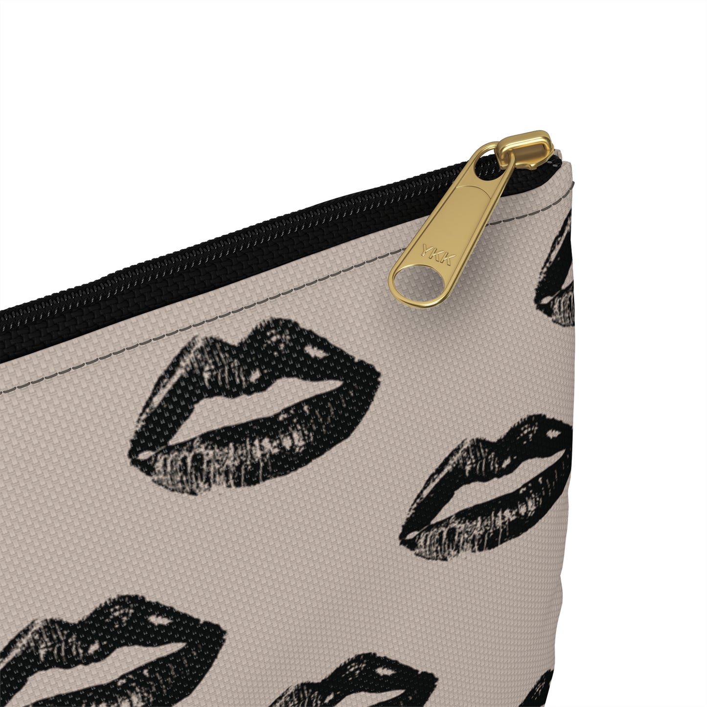 Black Lips on Oat Accessory Pouch | Bold Meets Neutral