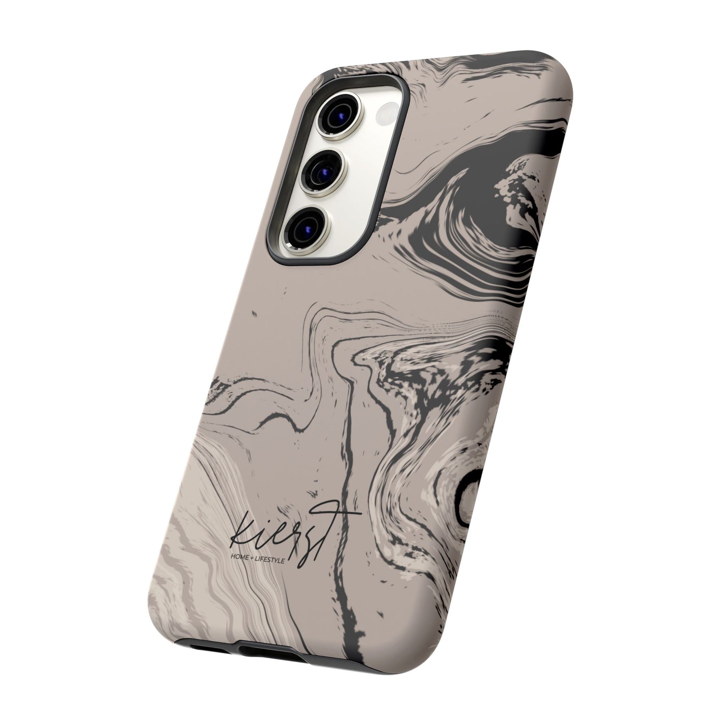 Cream, Grey, and Taupe Marble Samsung Galaxy Phone Case | Rich Swirls, Neutral Motion