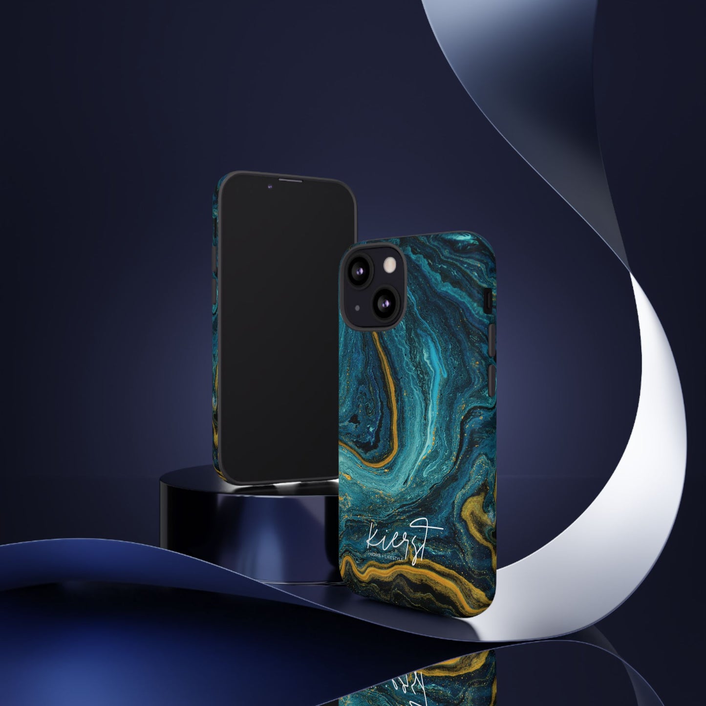 Gold & Teal Marble iPhone Case | Swirled Boldness, Everyday Luxury