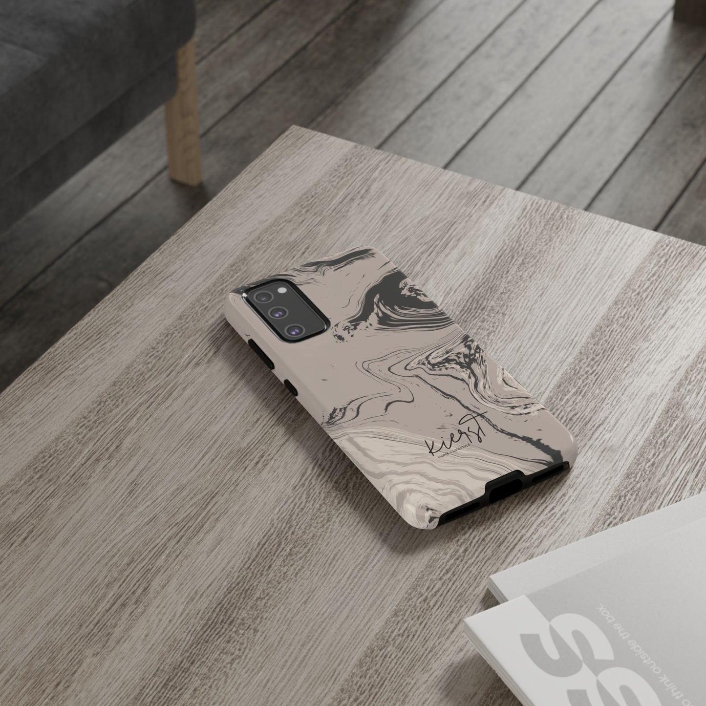 Cream, Grey, and Taupe Marble Samsung Galaxy Phone Case | Rich Swirls, Neutral Motion