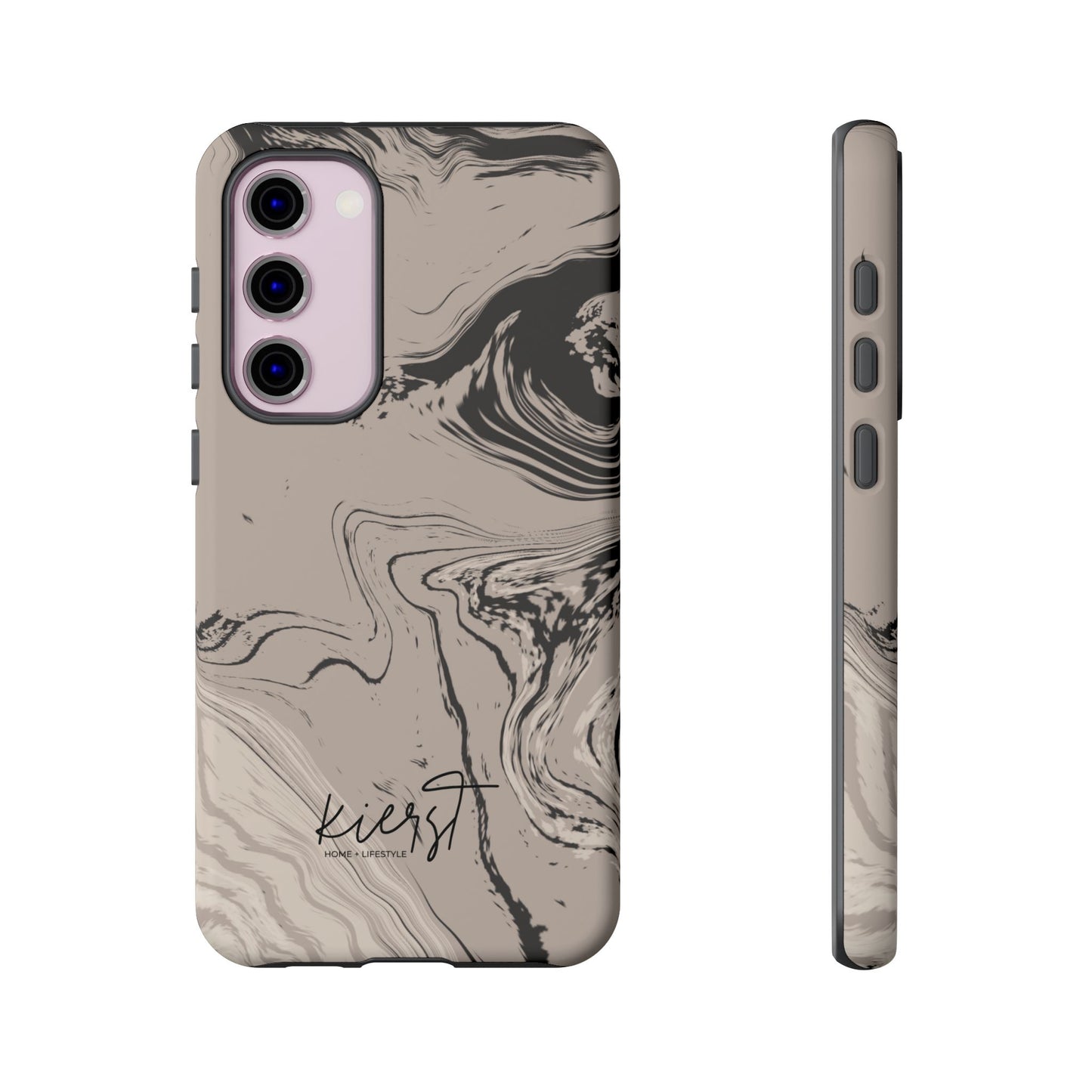 Cream, Grey, and Taupe Marble Samsung Galaxy Phone Case | Rich Swirls, Neutral Motion