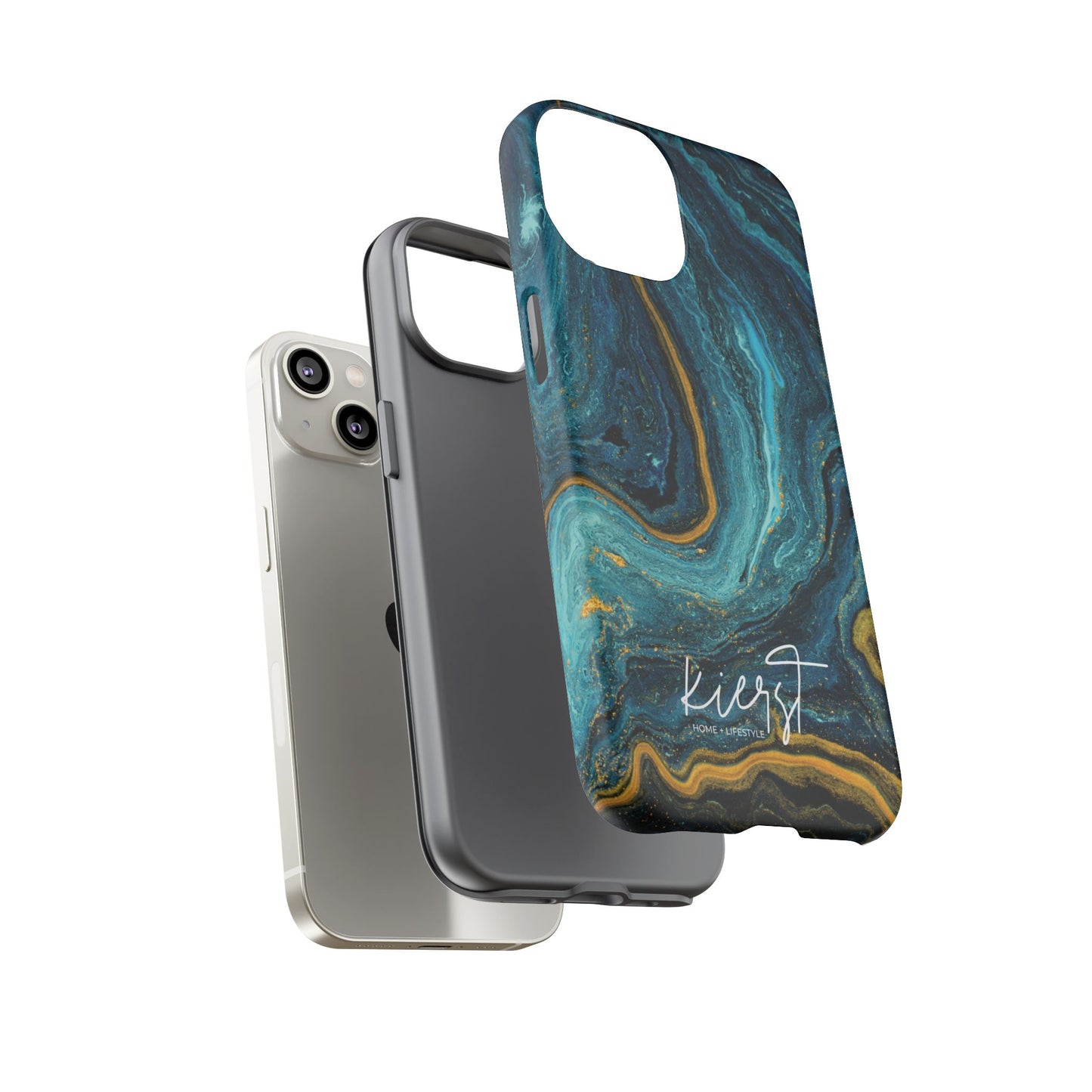 Gold & Teal Marble iPhone Case | Swirled Boldness, Everyday Luxury