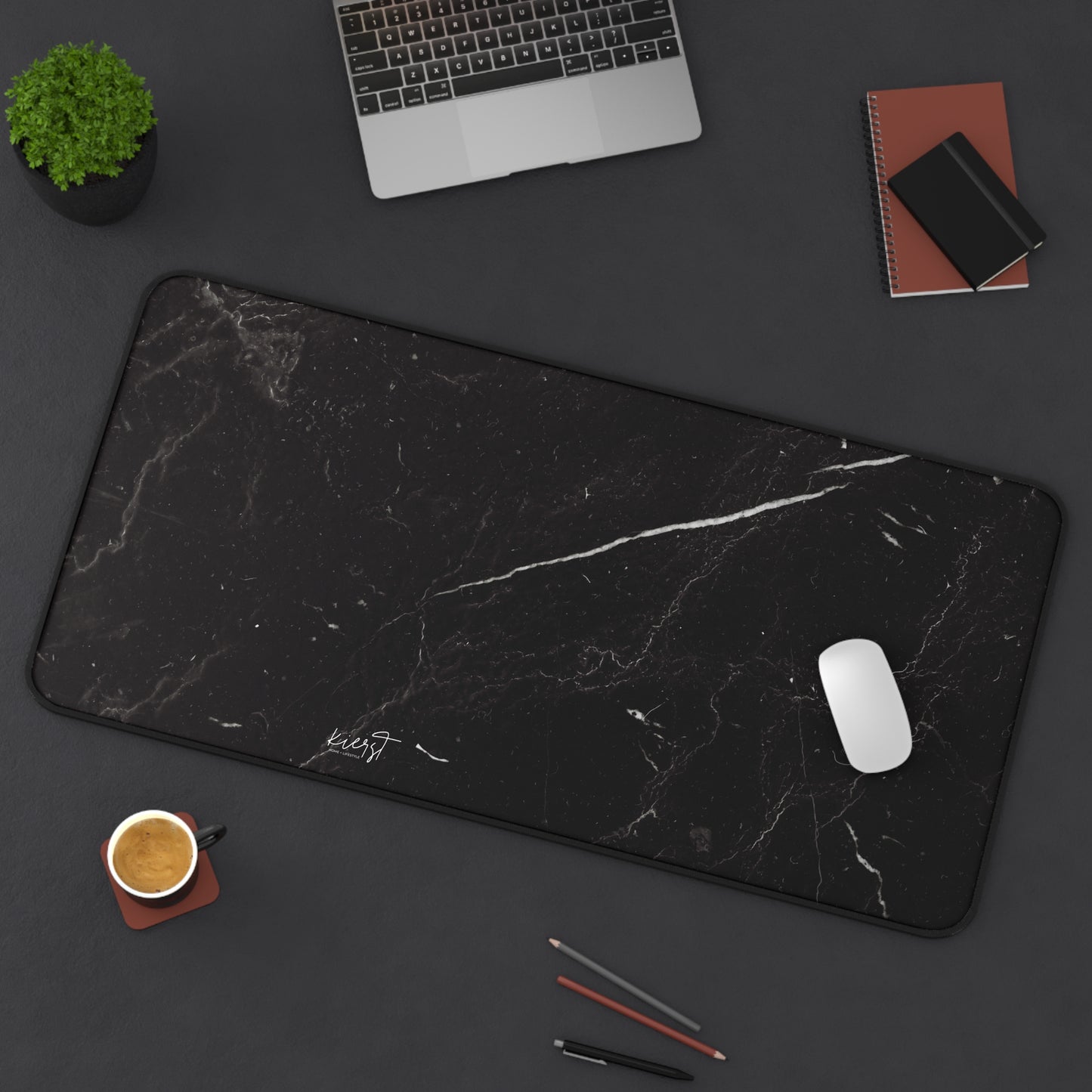 Black Marble Desk Mat | Luxe Workspace Essential
