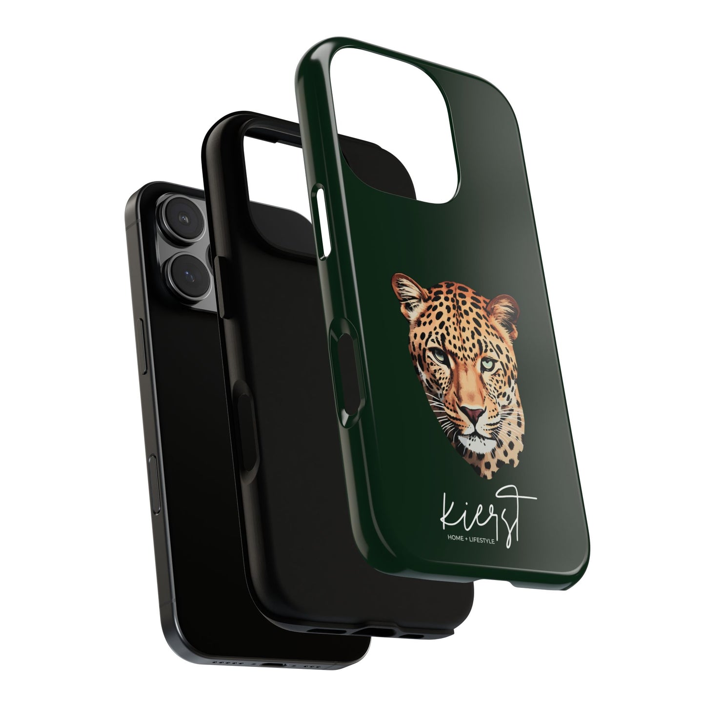Leopard Head on Signature Midnight Pine iPhone Case | Designed to Stand Out