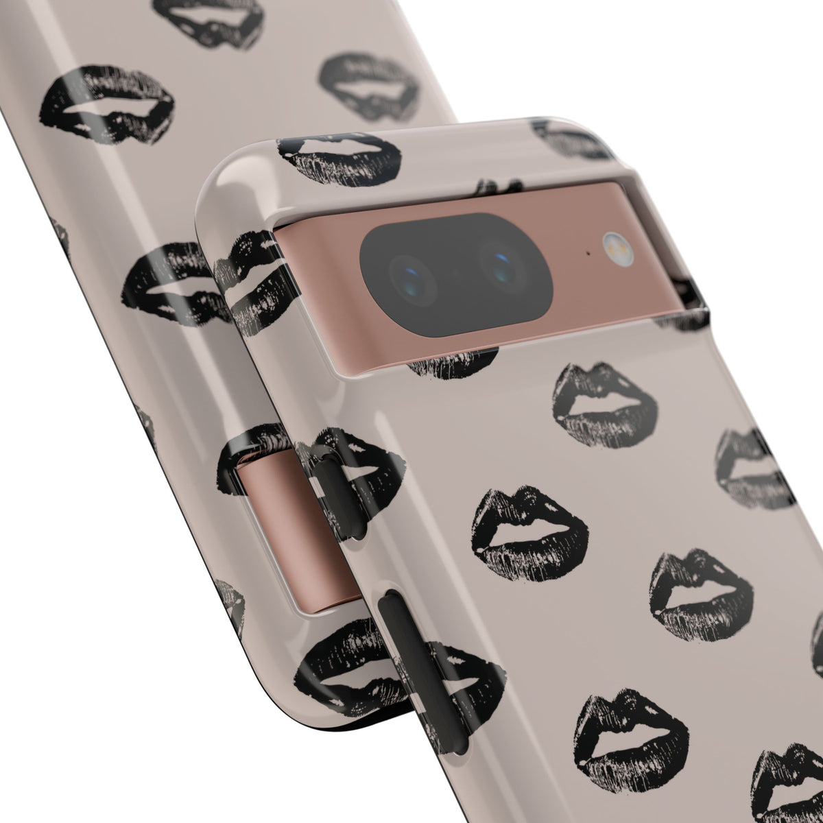 Black Lips on Oat Google Pixel Case | Minimalist Neutrals with a Bold Edge