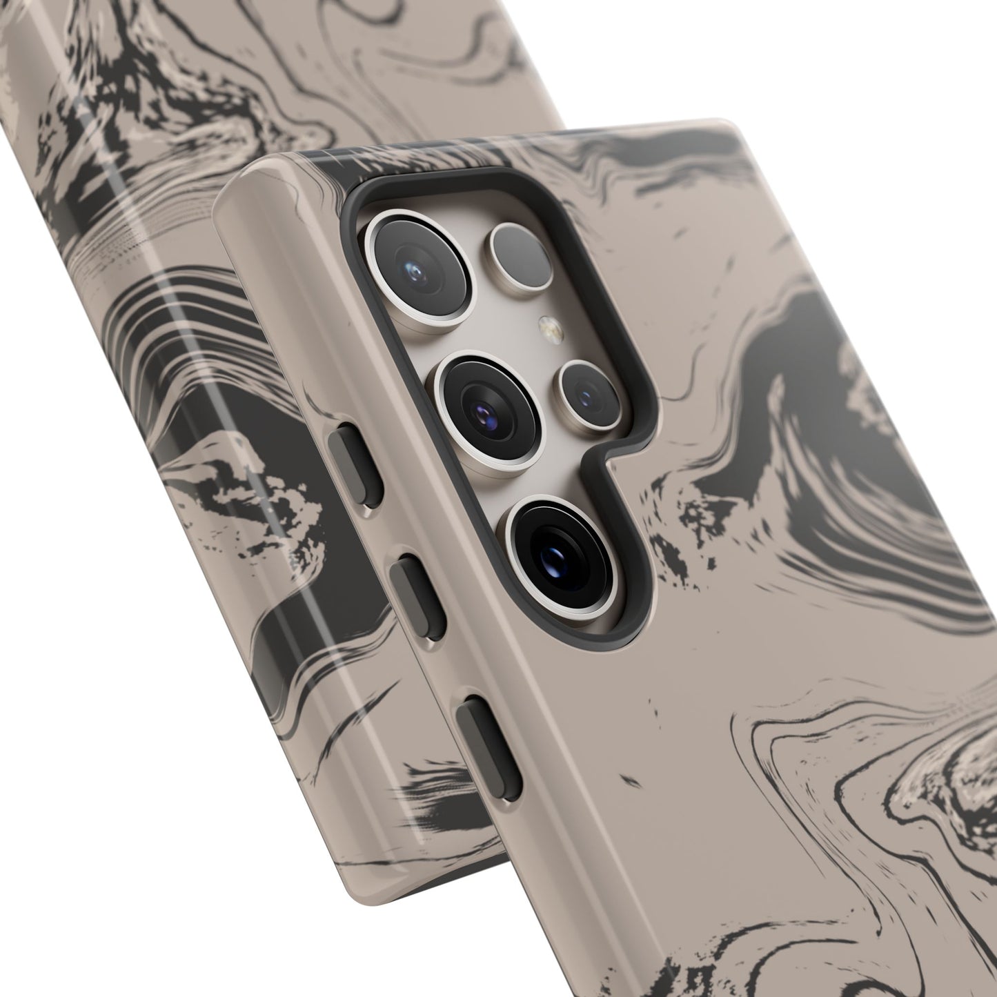 Cream, Grey, and Taupe Marble Samsung Galaxy Phone Case | Rich Swirls, Neutral Motion