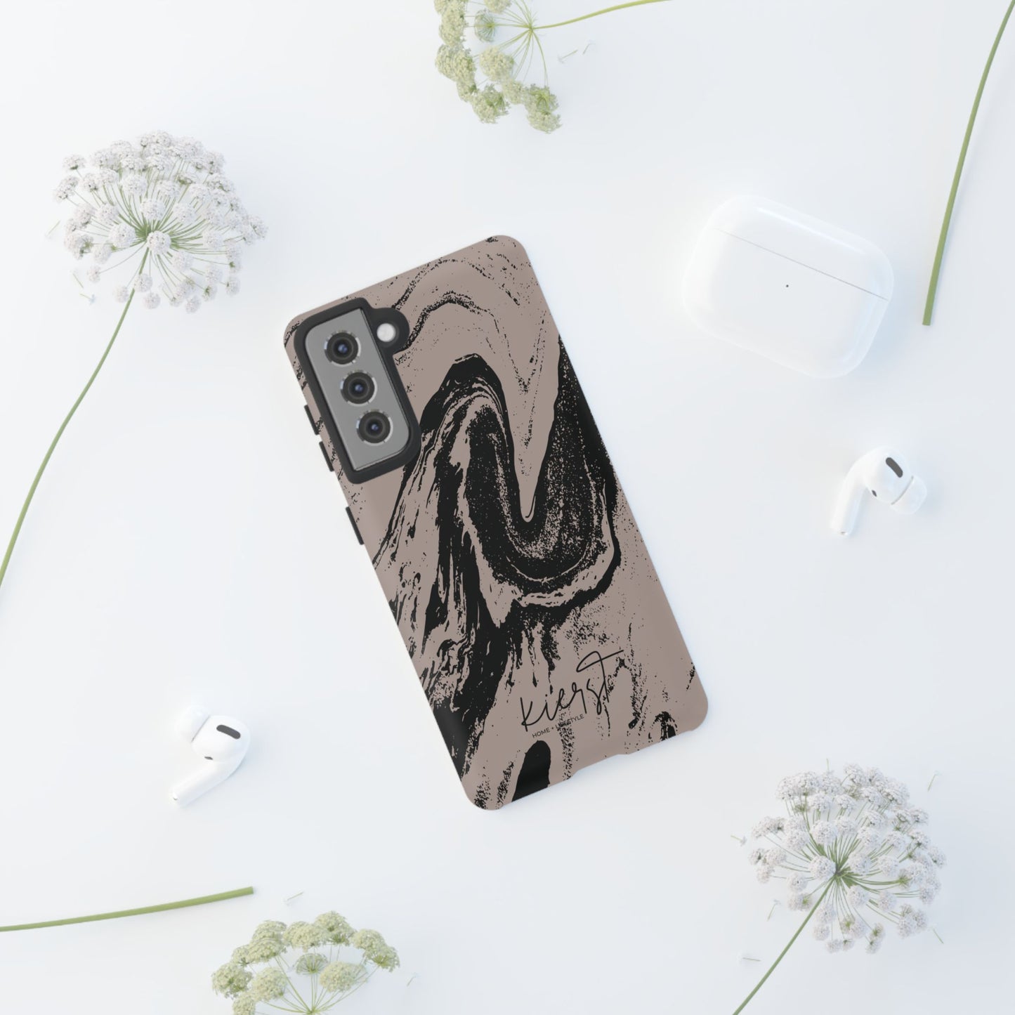 Taupe and Black Marble Samsung Galaxy Phone Case | Sleek, Durable Protection - Edgy, Modern Design