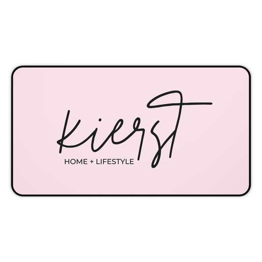 Signature Pink Desk Mat with kierst Logo | Luxe Brand-Inspired Workspace