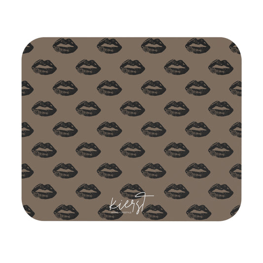 Black Lips on Mocha Mouse Pad | Bold Meets Sophistication