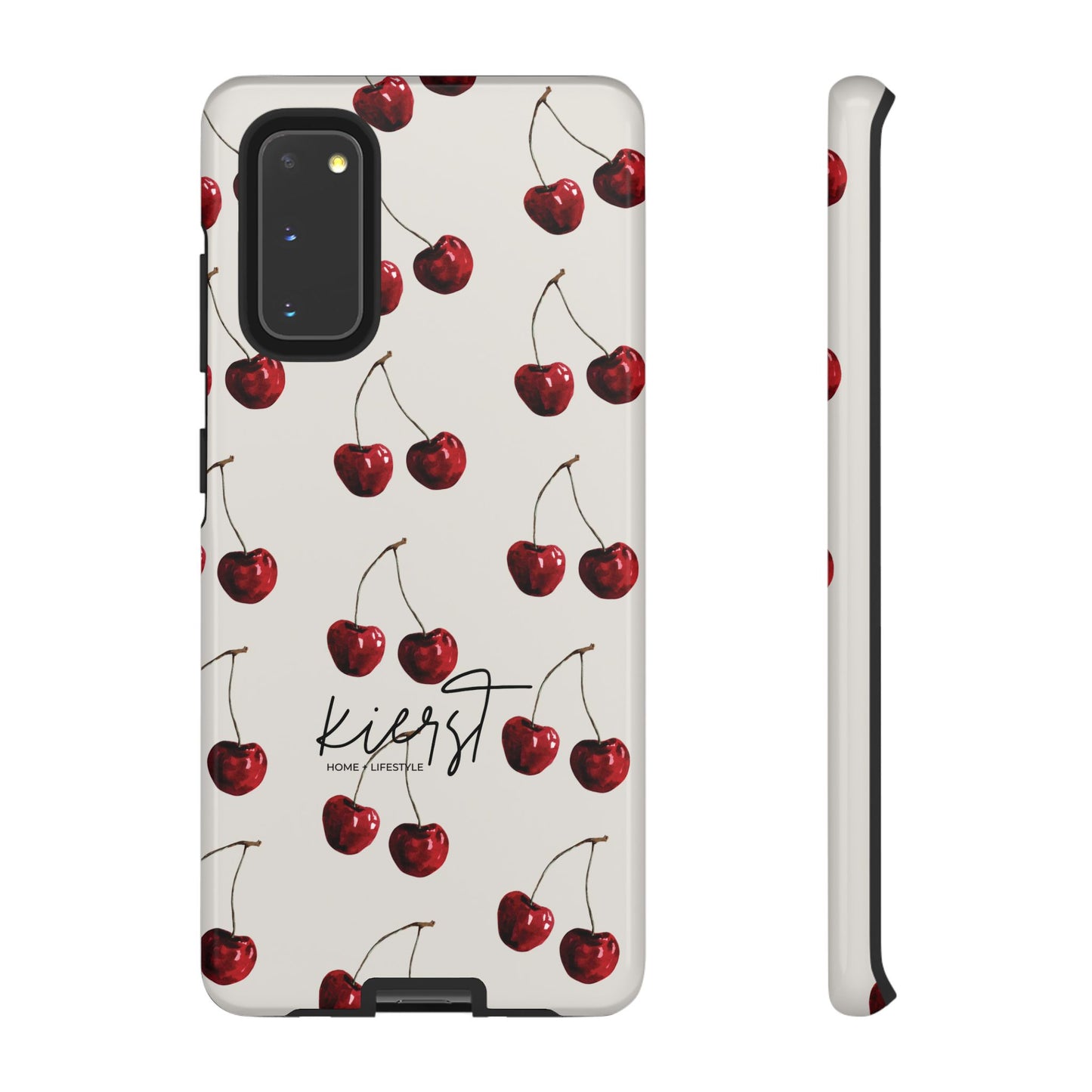Moody Cherry Stems on White Bone Samsung Galaxy Case | Understated Luxury With A Playful Bite