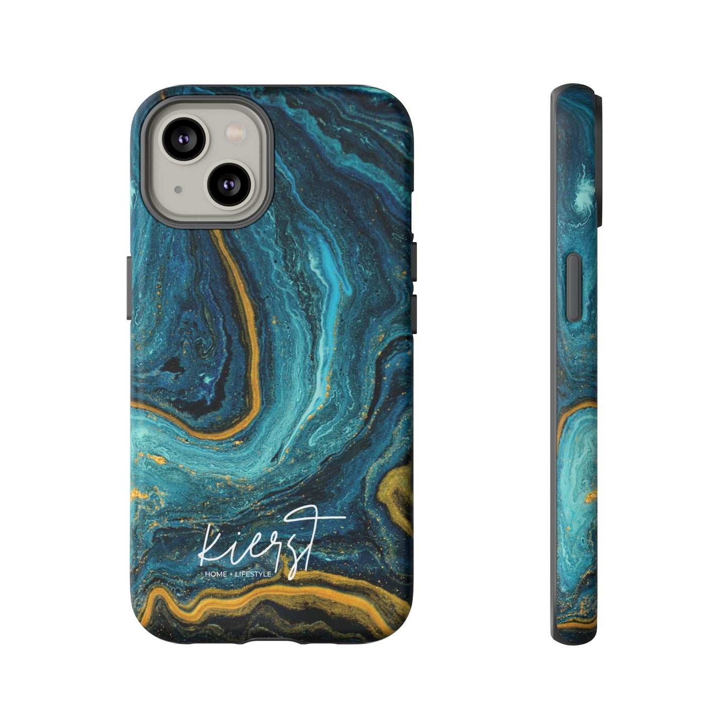 Gold & Teal Marble iPhone Case | Swirled Boldness, Everyday Luxury