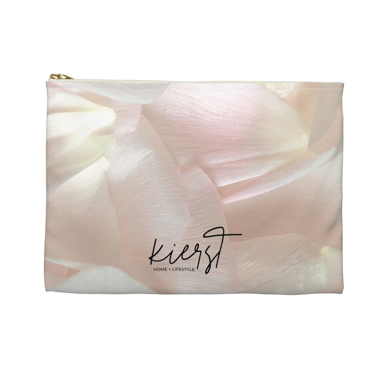 Iridescent Petals Accessory Pouch – Soft Pink Floral-Inspired Print