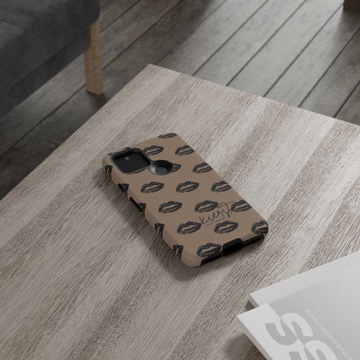 Black Lips on Mocha Google Pixel Phone Case | Soft Edge, Bold Energy