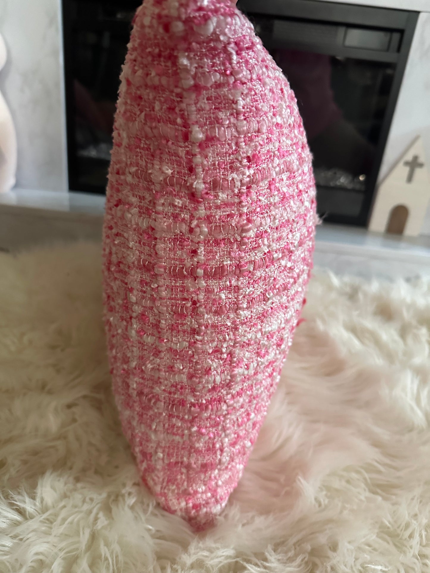 Pink Tweed Throw Pillow | Soft Texture, Elevated Design