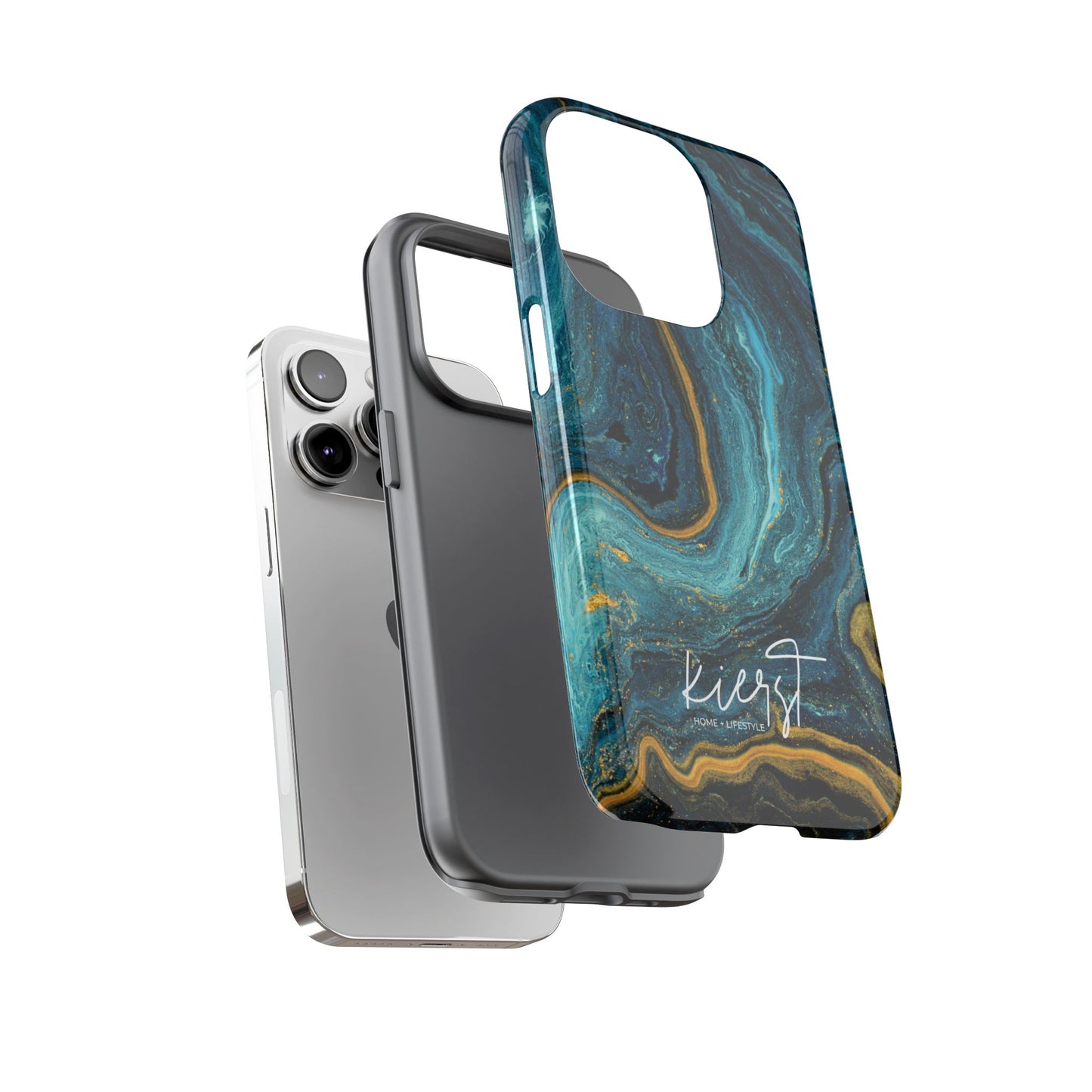 Gold & Teal Marble iPhone Case | Swirled Boldness, Everyday Luxury