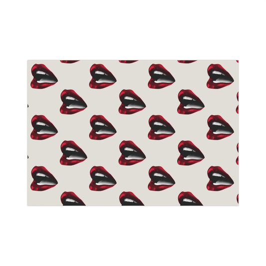 Vintage Red Lips Gift Wrapping Paper – Glossy Pop Art Mouths on Bone Color