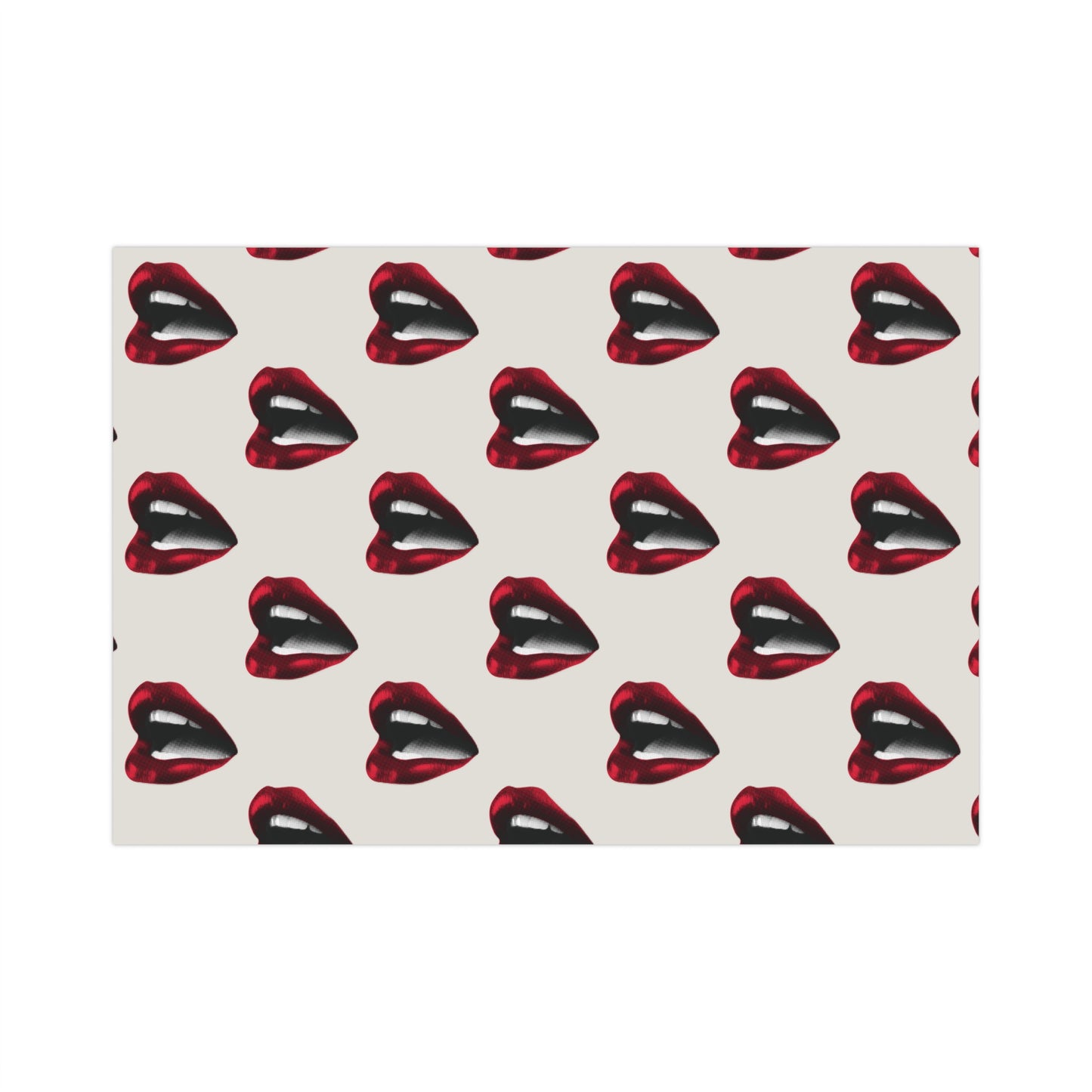 Vintage Red Lips Gift Wrapping Paper – Glossy Pop Art Mouths on Bone Color