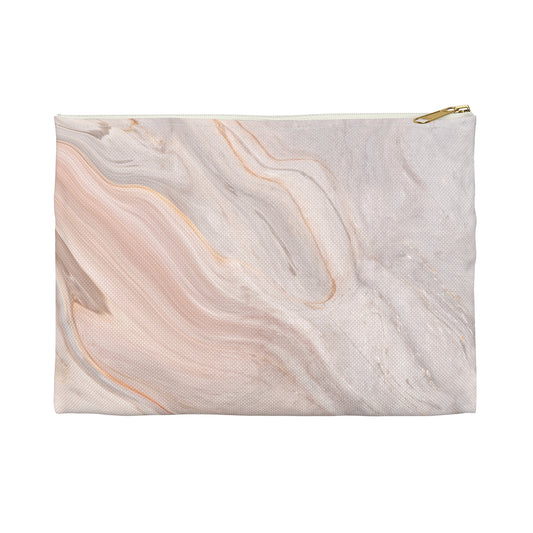 Blush Swirl Marble Accessory Pouch – Soft Neutral Stone-Inspired Print
