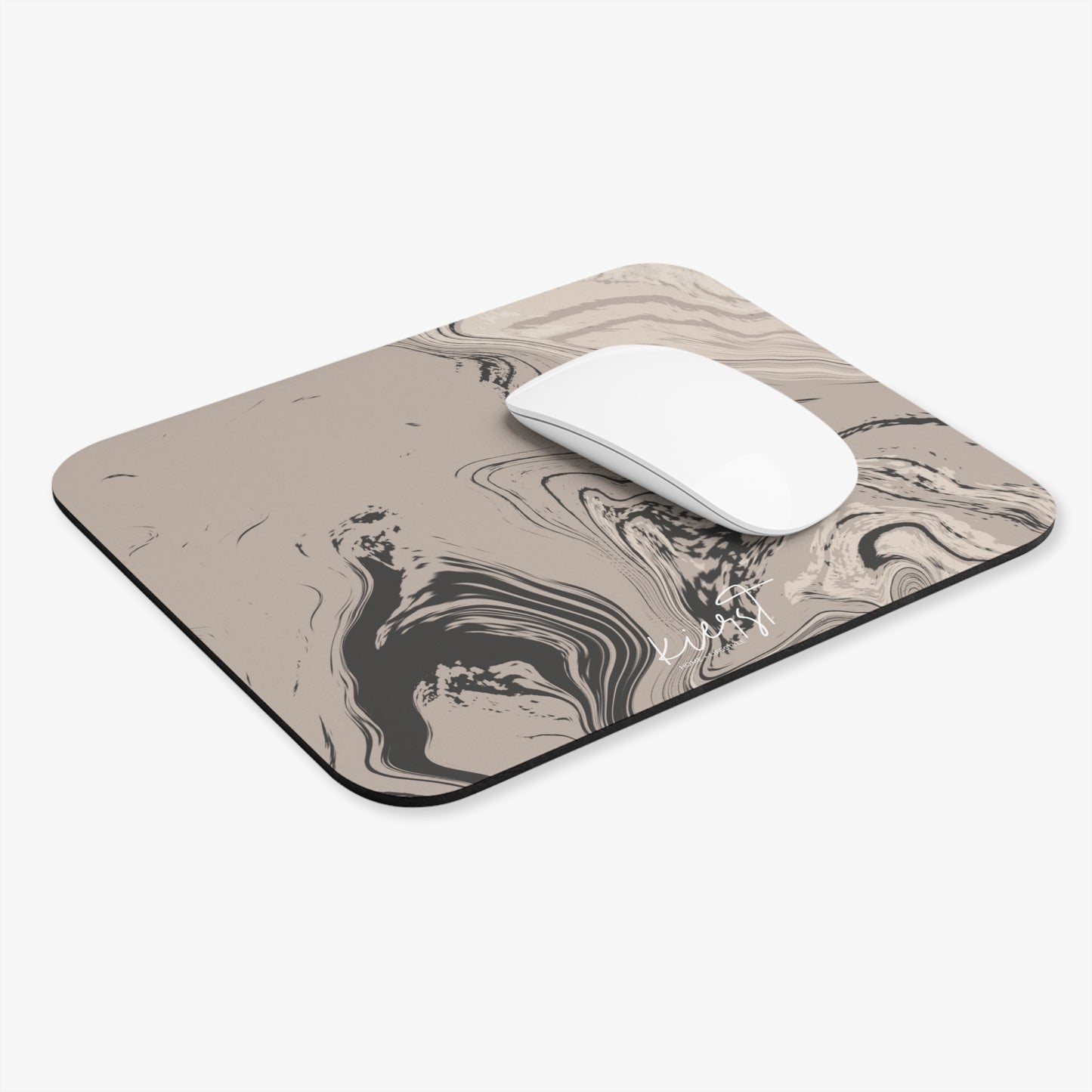 Cream, Grey, and Taupe Marble Mouse Pad | A Calm Swipe of Style