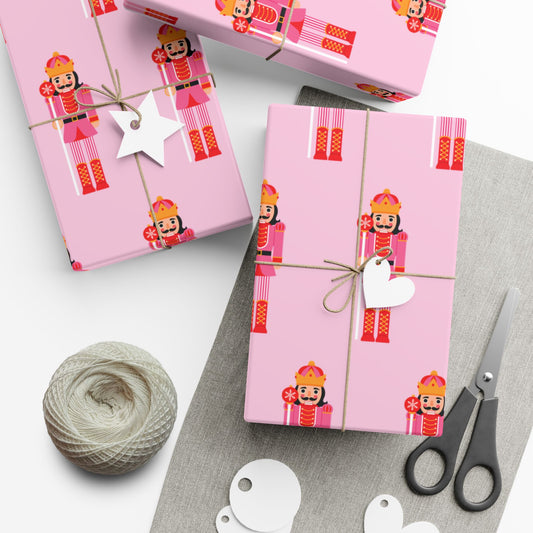 Fair Nutcracker on Pink Wrapping paper
