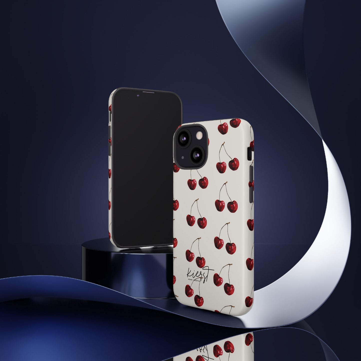 Moody Cherry Stems on White Bone iPhone Case | Timeless Contrast With A Twist of Charm
