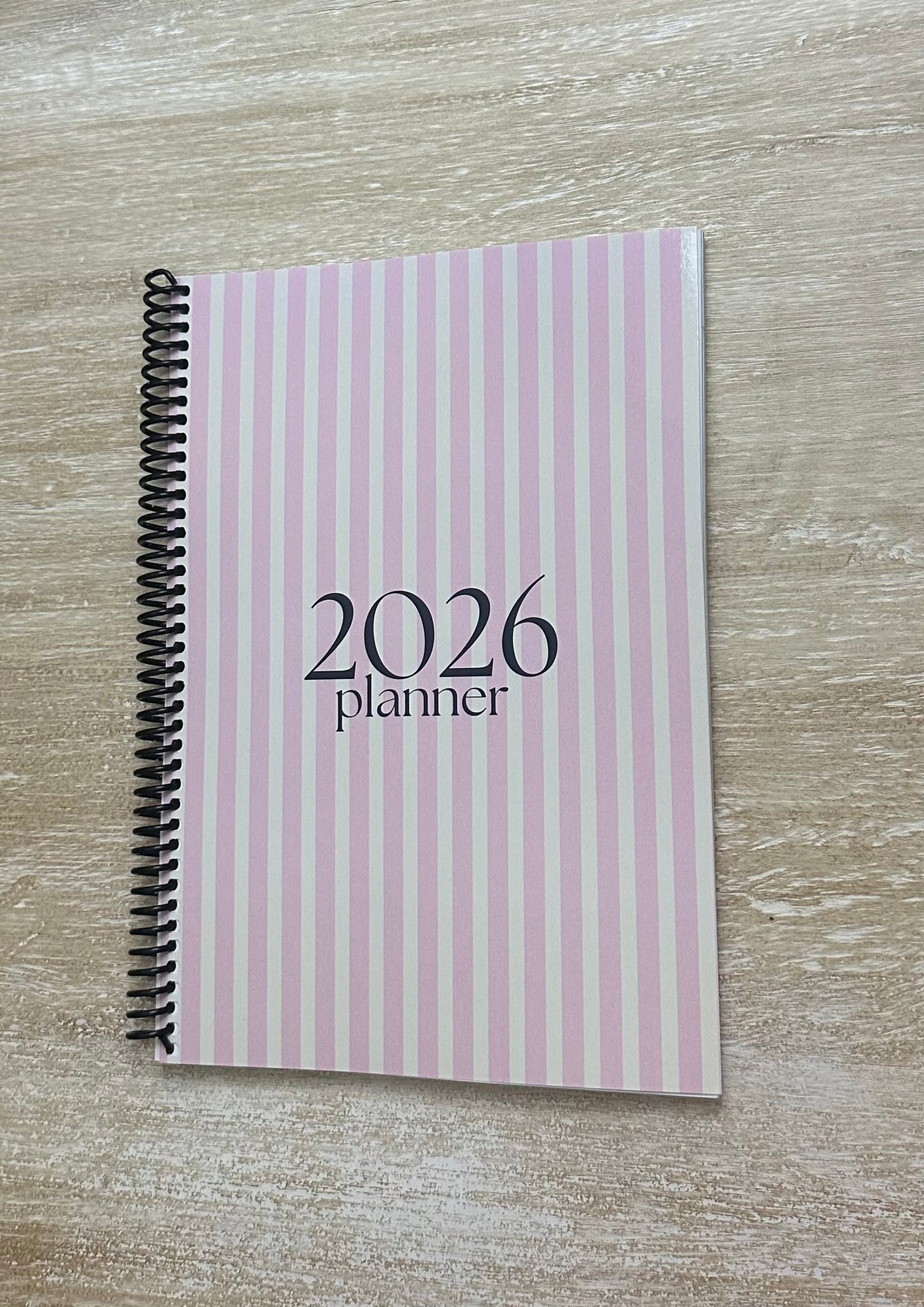 2026 Lifestyle Planner - Signature Pink and Cream Striped