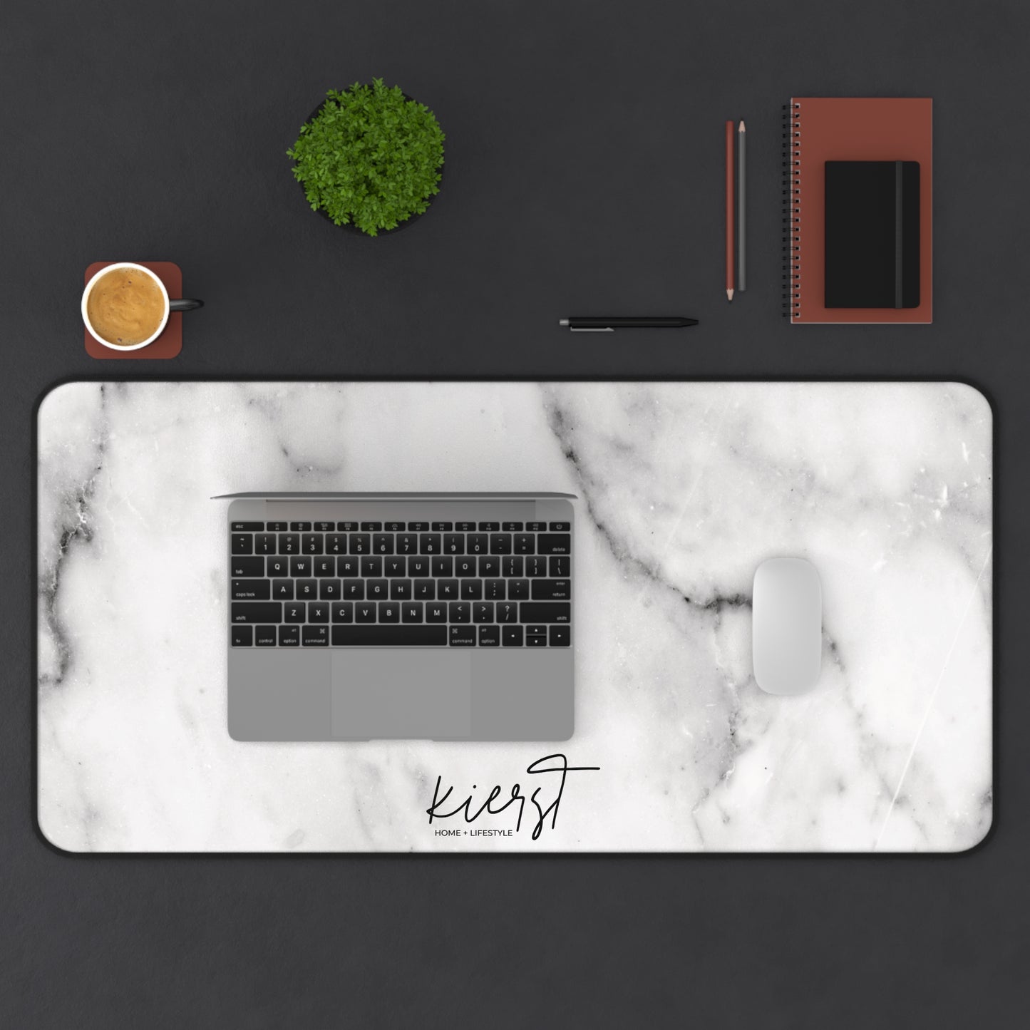 Lived-In White and Grey Marble Desk Mat | Softly Styled Workspace Staple