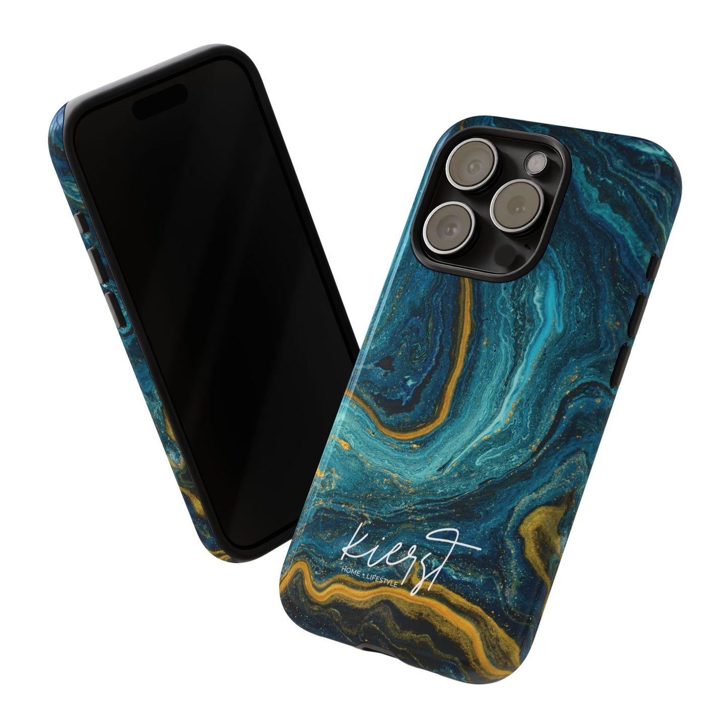 Gold & Teal Marble iPhone Case | Swirled Boldness, Everyday Luxury