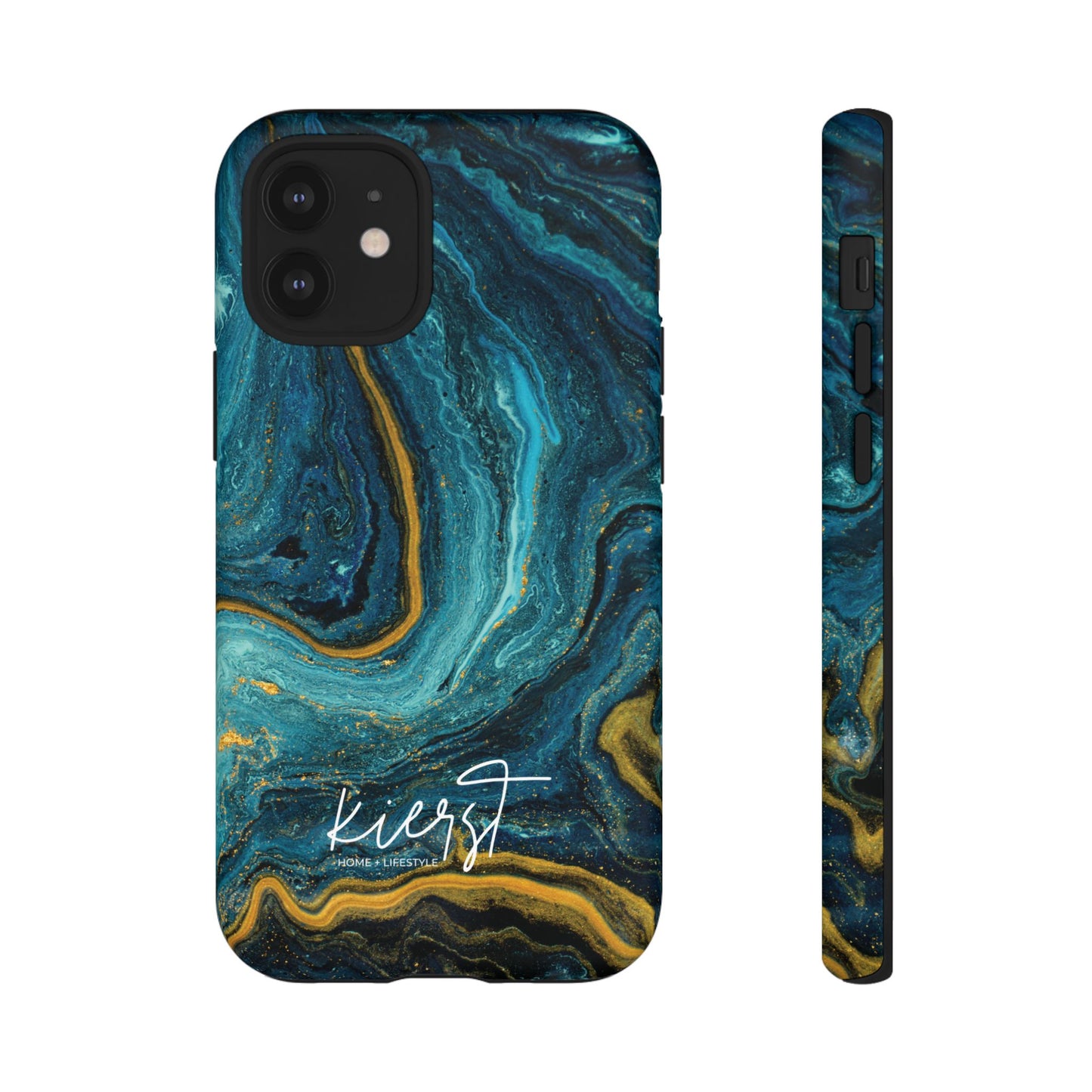Gold & Teal Marble iPhone Case | Swirled Boldness, Everyday Luxury