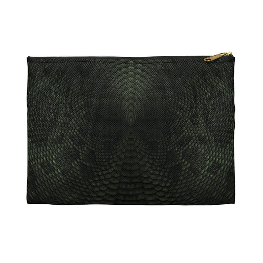Deep Rich Green Snake Print Accessory Pouch | Statement Texture for Sleek Organization