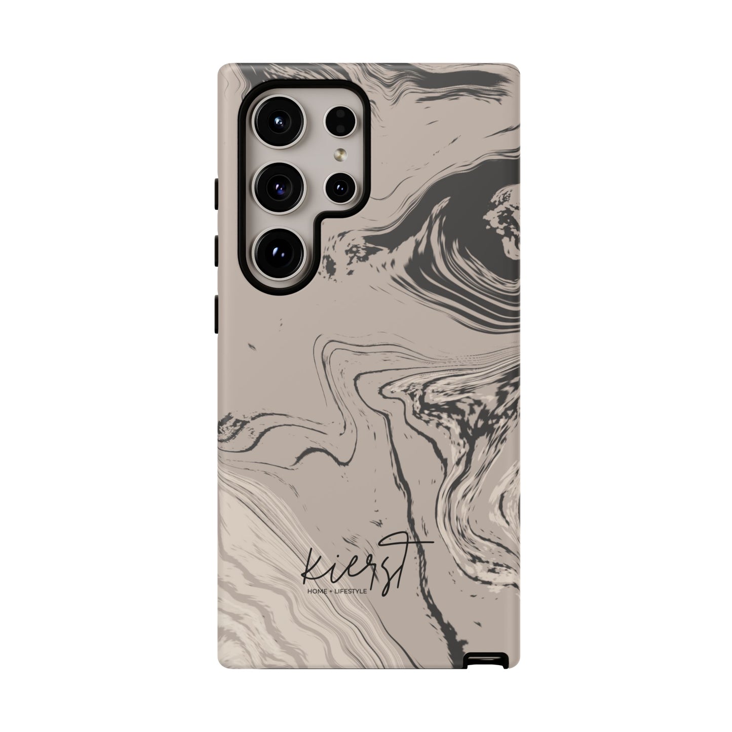 Cream, Grey, and Taupe Marble Samsung Galaxy Phone Case | Rich Swirls, Neutral Motion