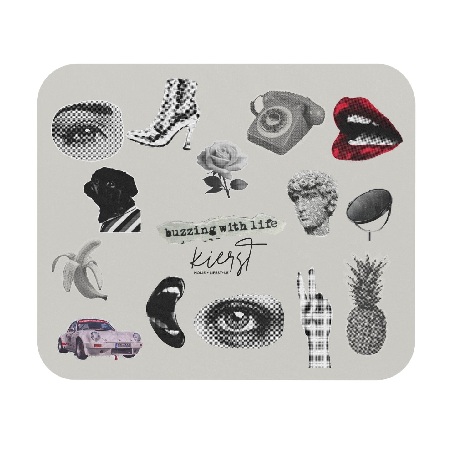 Retro Collage Sticker Mouse Pad – Vintage Aesthetic Desk Accessory