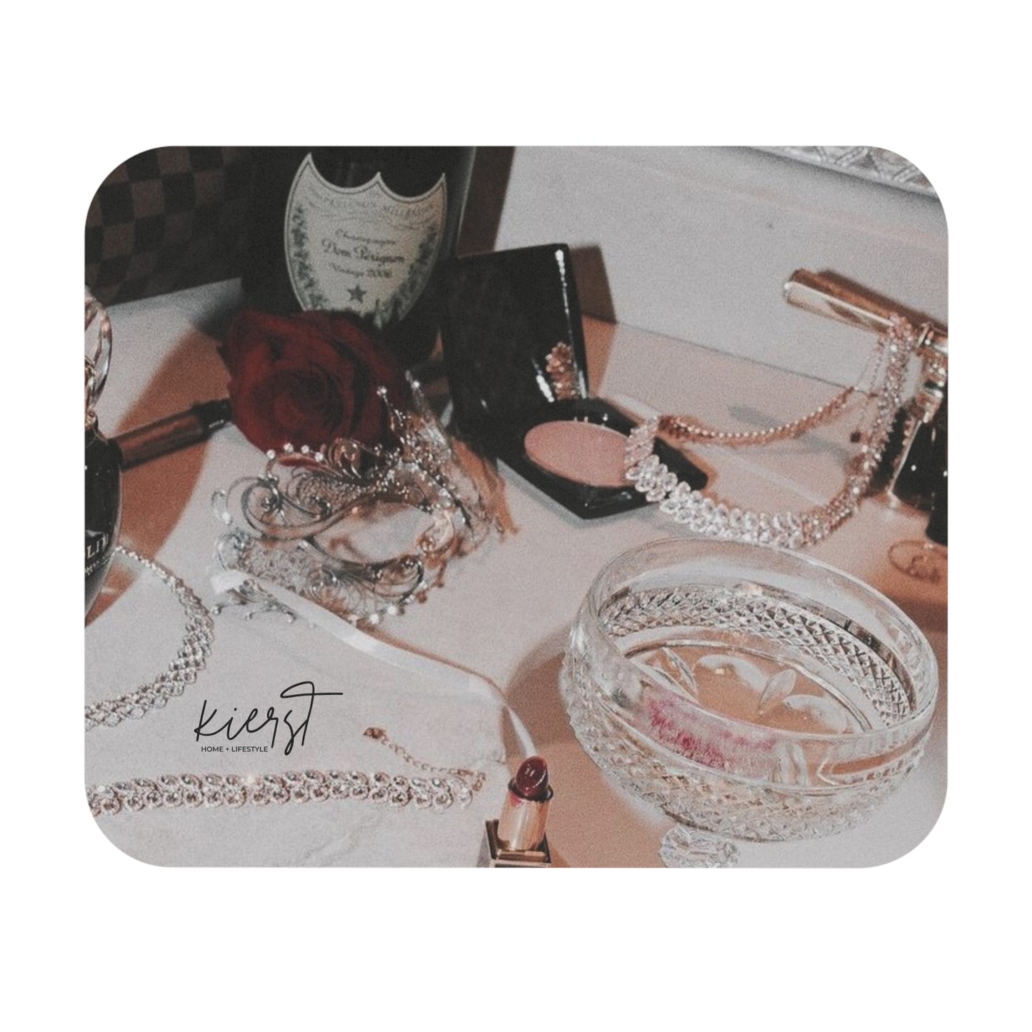 Just A Girl Mouse Pad – Vintage Vanity Flatlay Aesthetic