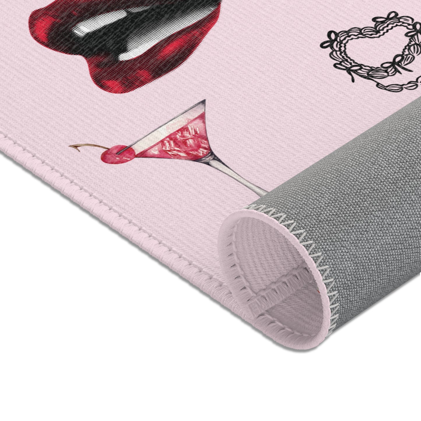 Edge of Romance Area Rug – Portrait Pink Collage Design