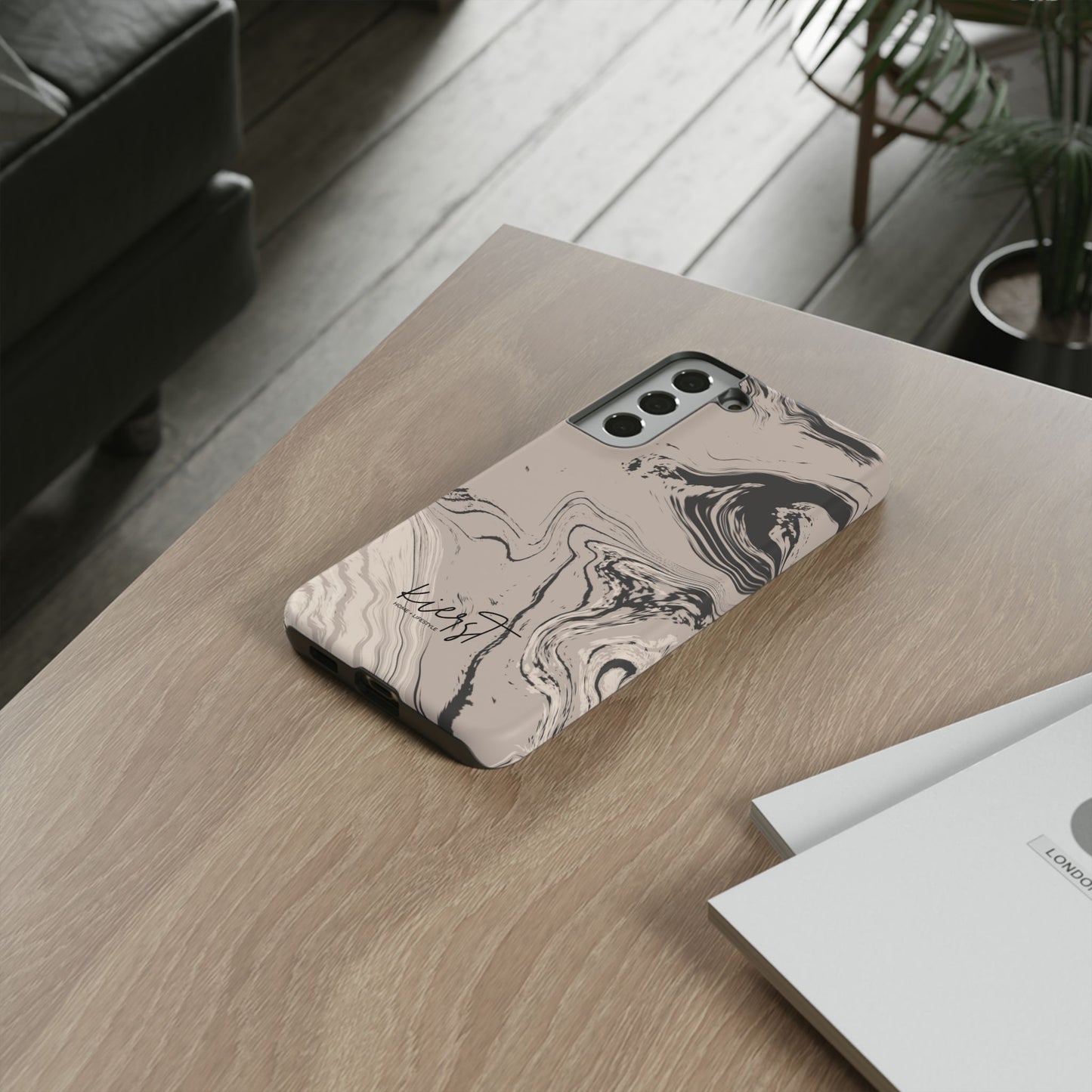 Cream, Grey, and Taupe Marble Samsung Galaxy Phone Case | Rich Swirls, Neutral Motion