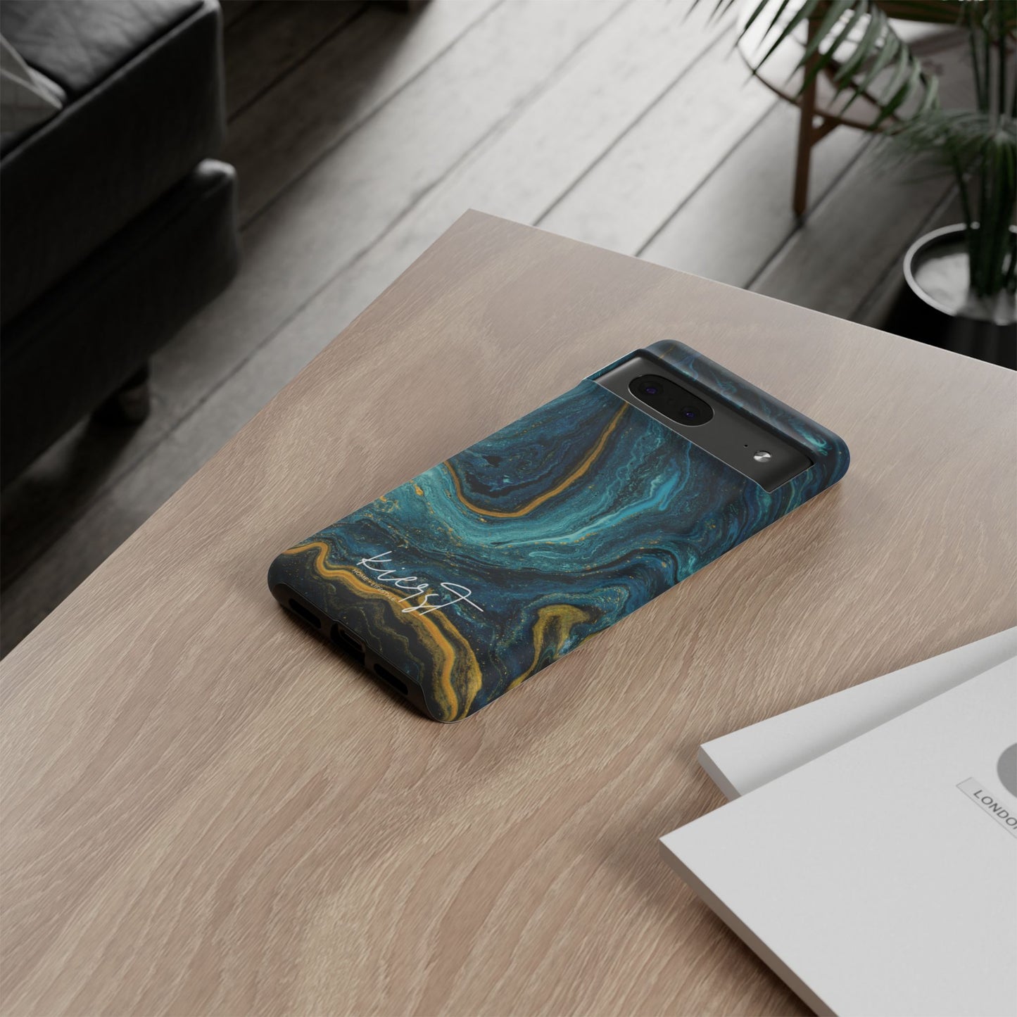Gold & Teal Marble Google Pixel Case | A Bold Blend of Color & Contrast