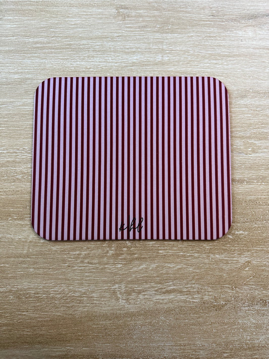 Pink + Red Stripe Mouse Pad