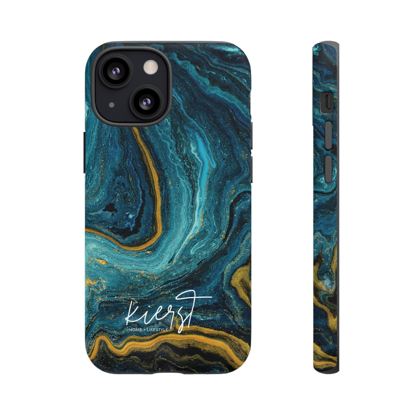 Gold & Teal Marble iPhone Case | Swirled Boldness, Everyday Luxury