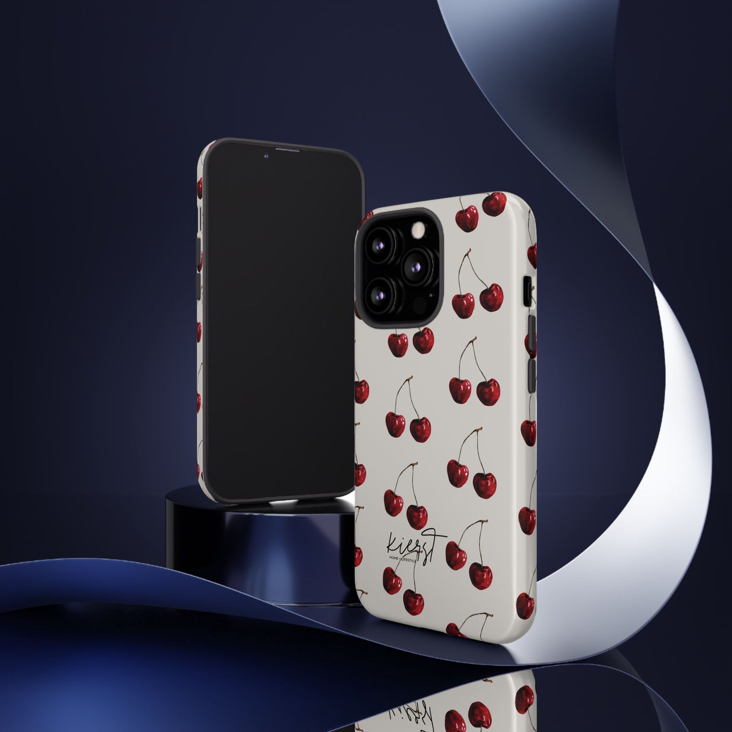 Moody Cherry Stems on White Bone iPhone Case | Timeless Contrast With A Twist of Charm