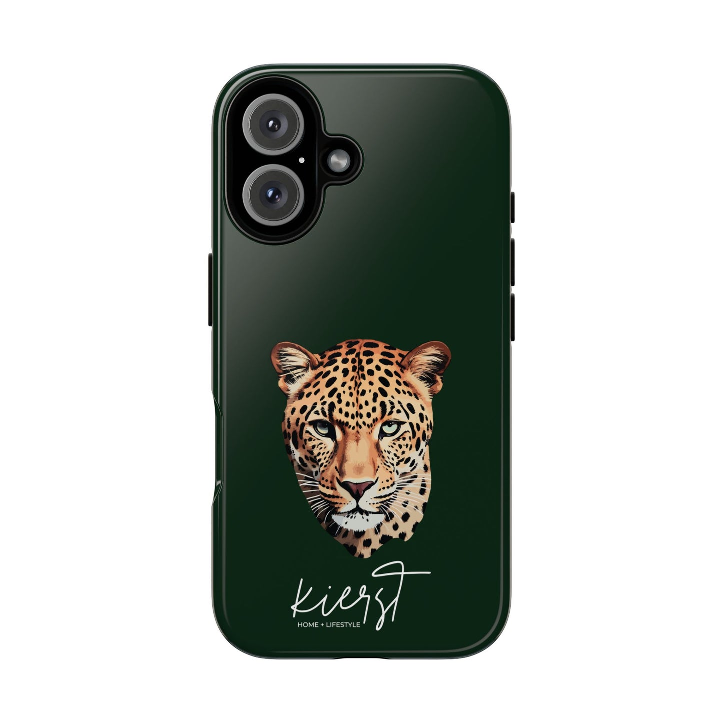 Leopard Head on Signature Midnight Pine iPhone Case | Designed to Stand Out