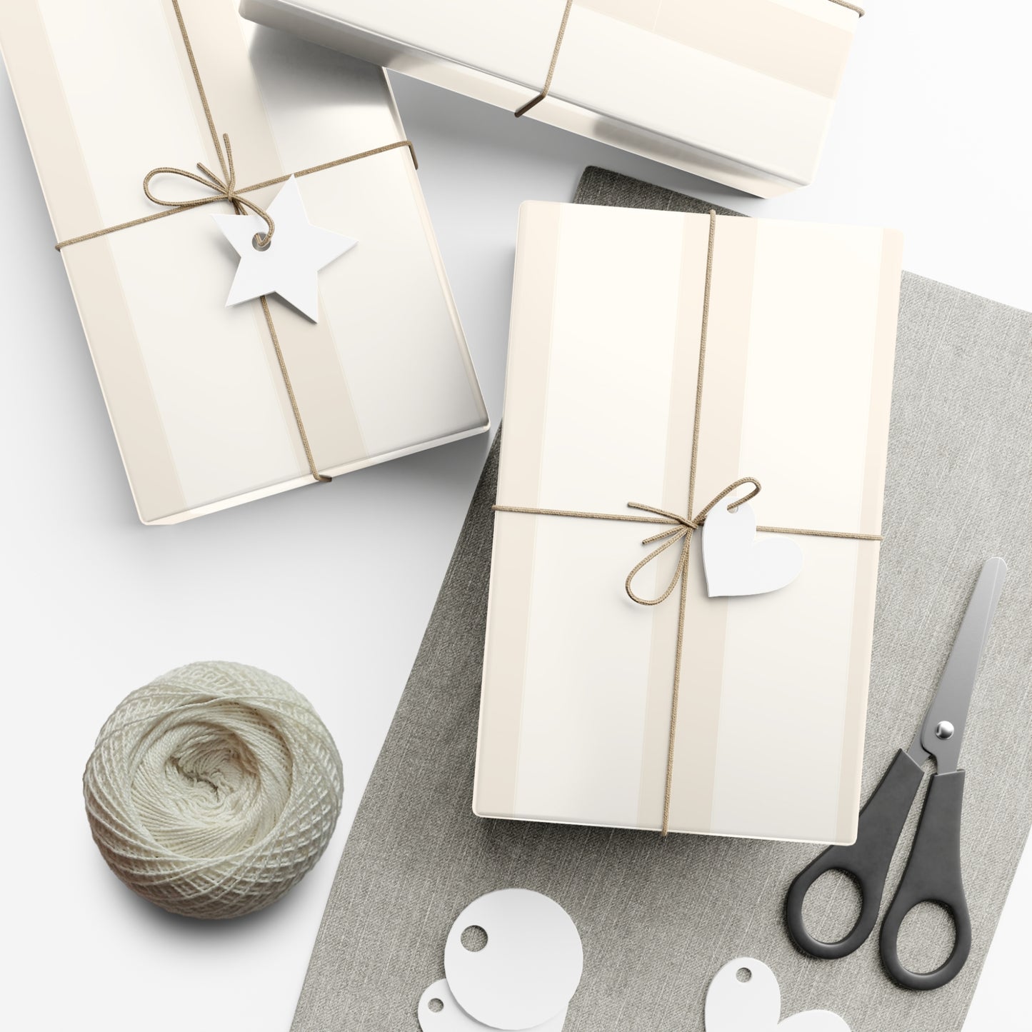 Cream Striped Gift Wrapping Paper