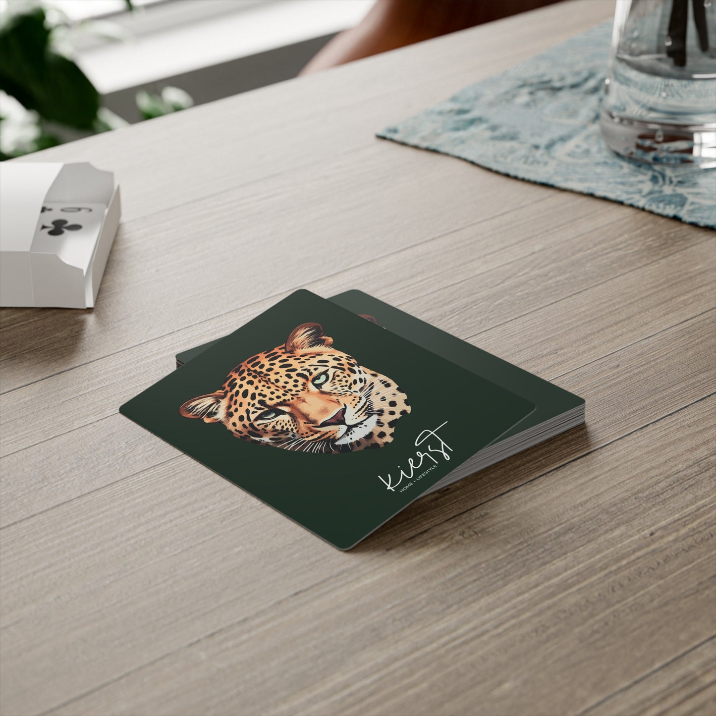 kierst Signature Midnight Pine Poker Playing Cards With Leopard Head