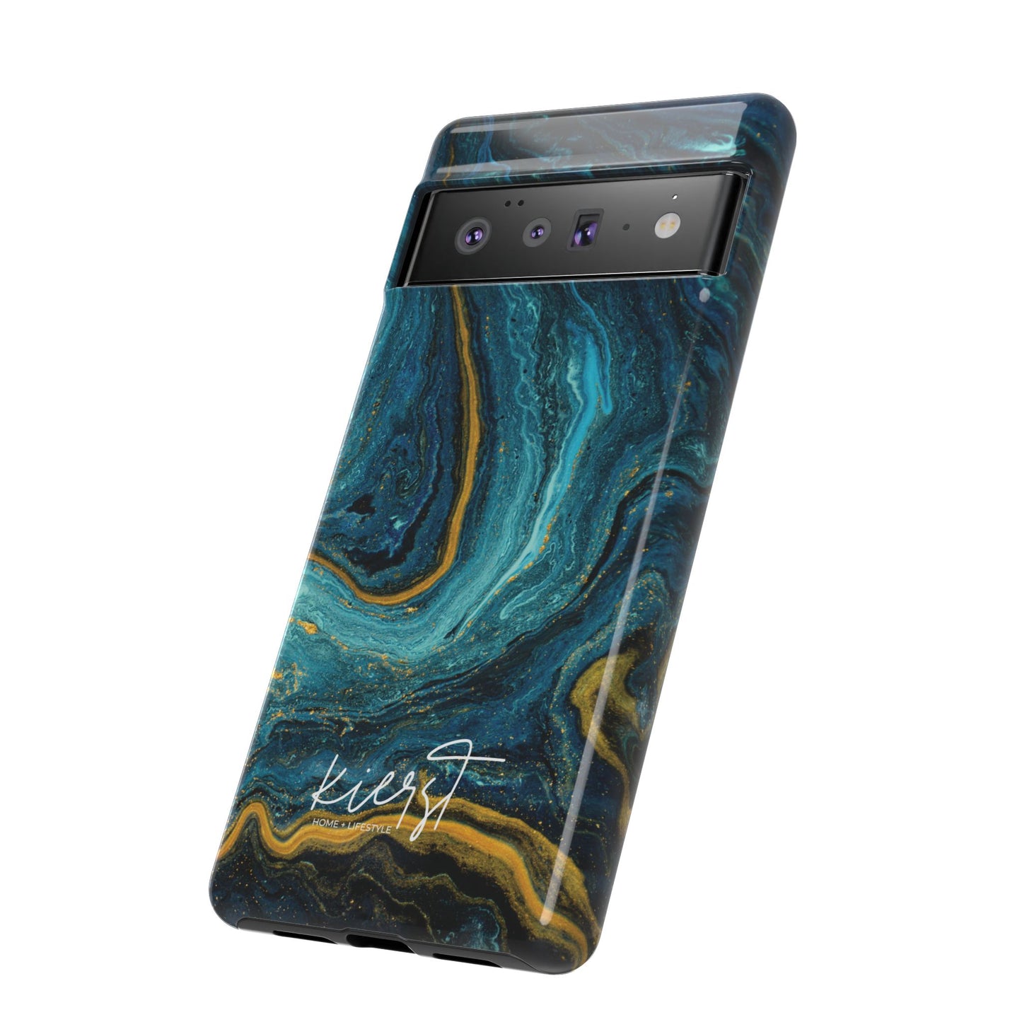 Gold & Teal Marble Google Pixel Case | A Bold Blend of Color & Contrast