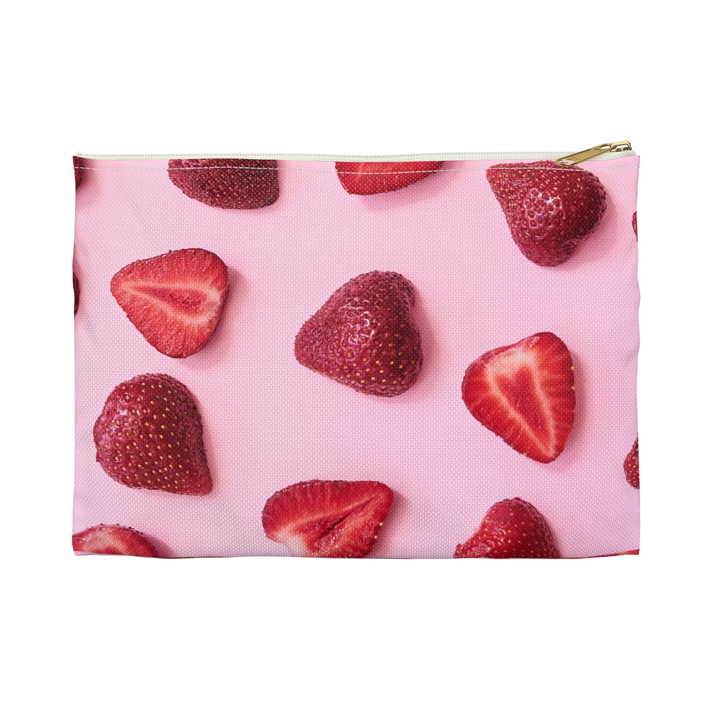 Strawberries Accessory Pouch β Limited Edition Fresh Cut Print on Vibrant Pink