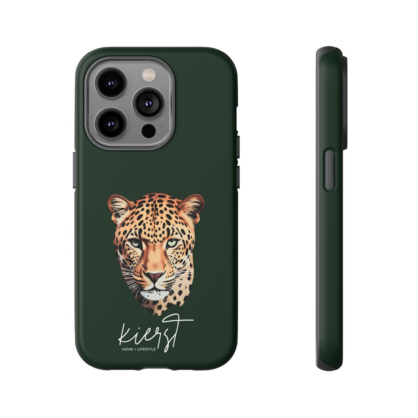 Leopard Head on Signature Midnight Pine iPhone Case | Designed to Stand Out