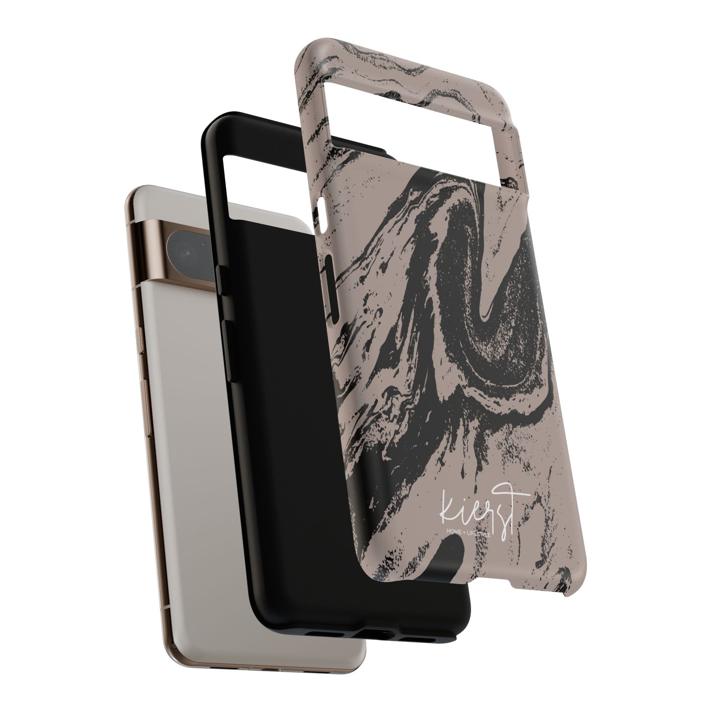 Taupe and Black Marble Google Pixel Phone Case | Artistic, Durable Protection For Your Pixel