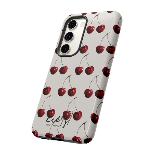 Moody Cherry Stems on White Bone Samsung Galaxy Phone Case