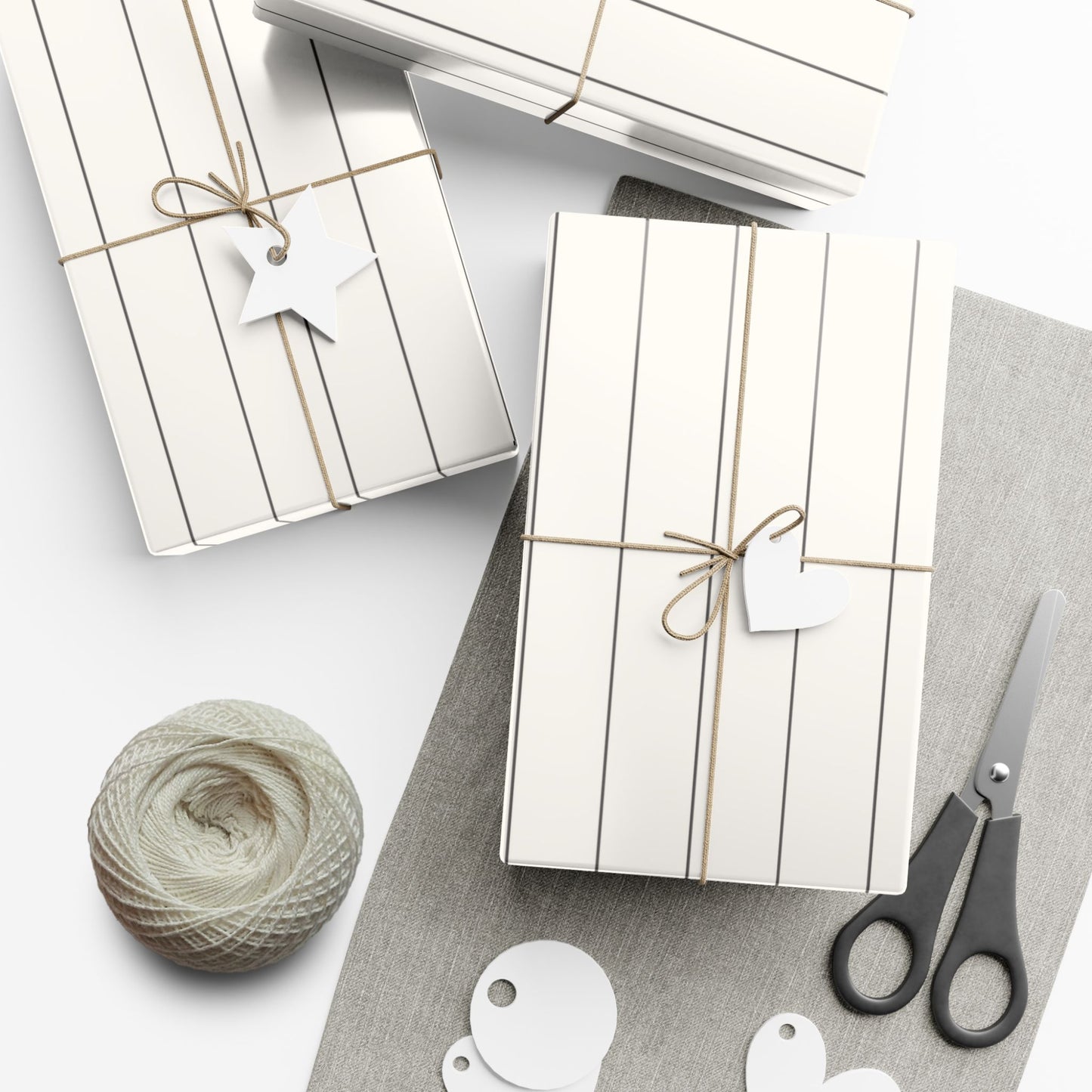 Cream With Grey Pinstripe Gift Wrapping Paper